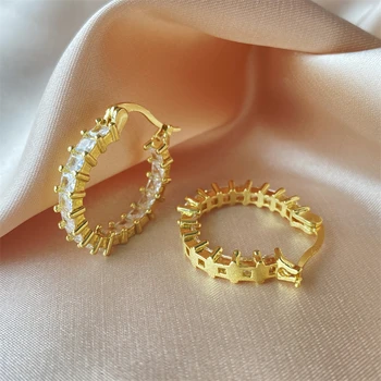 Луксозни Метални обеци, златен цвят с сверкающим Цирконием, Модни женски украси за сватбени партита, Аксесоари, Подаръци