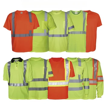 Светоотражающая защитна тениска с къс ръкав, тениска за пътни работи с висока видимост, отразяваща жилетка Hi Vis Workwear