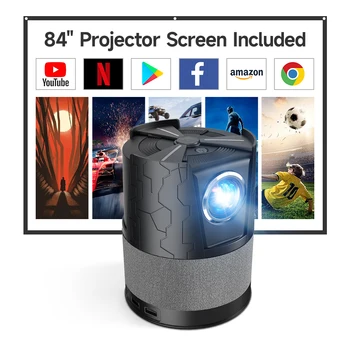 Мини проектор Prtable 2K 4K за гледане на филми с поддръжка на Wi-Fi и Bluetooth с автоматична корекция на фокуса Проектор за домашно кино Full HD 1080p