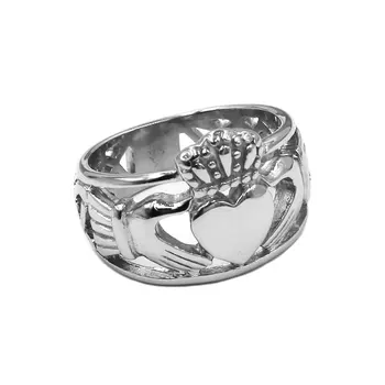 Ръка в стил Кладда, за да запази сърцето си с пръстен във формата на короната, Годежен пръстен с вида възел от неръждаема стомана, женски венчален пръстен на Едро