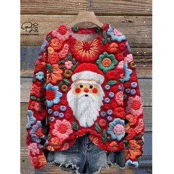 Зимна модерен мъжки пуловер Дядо Коледа, Снежинка, Коледно дърво, Лосове, 3D-печат, грозен пуловер, всекидневни пуловер Унисекс Y0001