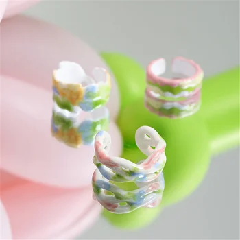 Геометрични пръстени в корейски стил за жени и момичета, с отворена белезници Геометрично пръстен Y2K Бижута Подарък аксесоари