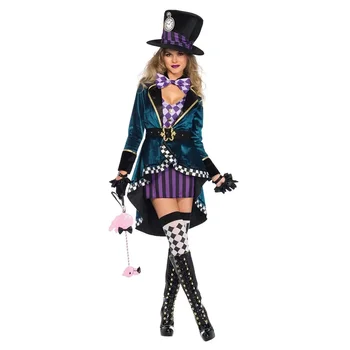 Хелоуин Алиса В Страната на Чудесата Часовници Лудия Шапкар Cosplay Костюм Сексуално Възрастен Приказна рокля на Жената Магическо Шоу Смокинг на Карнавалните костюми