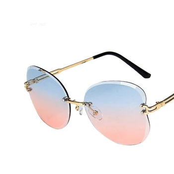 Класически слънчеви очила Butterfly Женски Луксозни Маркови Дизайнерски Слънчеви очила с наклон без рамки Дамски/ Мъжки Ретро Слънчеви очила с UV400
