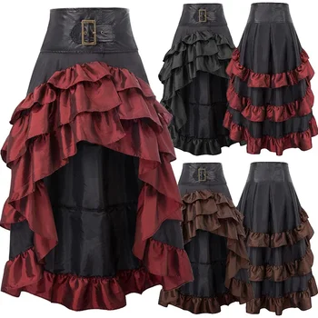 Cosplay Винтажное рокля в стил steampunk във викториански средновековието С сатен и дантелен завършек в готически стил, поли-корсети, дамски Пиратски костюми