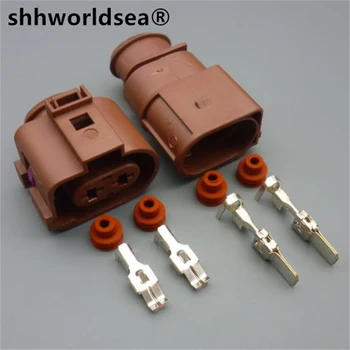 shhworldsea 2-Пинов Конектор-конектор 6,3 мм за Херметически Автомобилни Съединители VW С Контакти И Гумени Тюлени 3B0973852A 752A