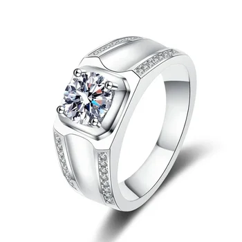 Винтажное пръстен от муассанита в един карат от сребро S925 Проби, подарък за Свети Валентин, Годежен пръстен за Годеж
