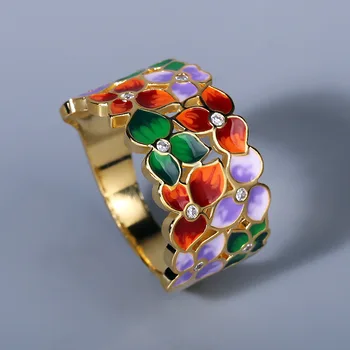Класическо дамско пръстен от сребро 925 проба, Цветно цвете пръстен, Годежен пръстен с емайл ръчно изработени, Капельная емайл, Нови бижута, Нефритовое пръстен, пръстен с пеперуда