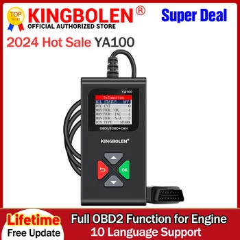 Kingbolen YA100 OBD2 Скенер Многоезичен Инструмент за Диагностика на Автомобила проверка на Код на двигателя на Доживотно Безплатно Обновяване на РК ELM327 LAUNCH 3001