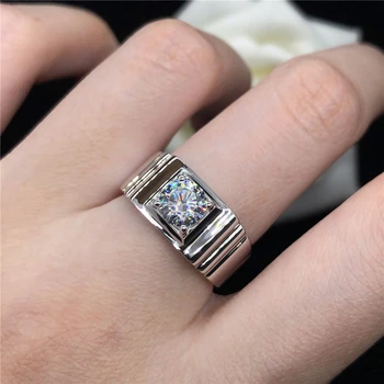 Класически Пръстен От Бяло Злато AU750 с диамантен пръстен 0,8 Карата, Мъжко Годежен Пръстен, Бижута Подарък За Рожден Ден За Съпруг Brilliant Forever