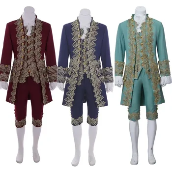 Traje elegante caballero de victoriano del siglo 18 ал hombre, traje de corte Medieval real, traje victoriano ал hombre