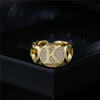 Източник е Покрит с 18 карата злато Микронабор Циркон Любов Куба Дизайн на Веригата Отворен пръстен Женски