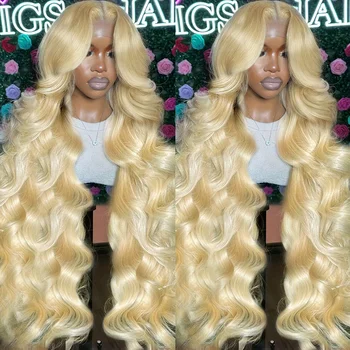 Меден Блондинистый перука от човешки косъм с една вълнообразна дантела отпред Реми на Бразилския цвят 13x6 Hd с една вълнообразна дантела отпред за жени