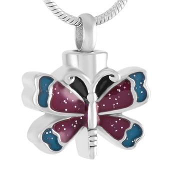 MJD9353 Цветна Урна с пеперуда За домашен любимец, Колие с праха на Човека, Медальони от неръждаема стомана, с украса за кремация на паметта