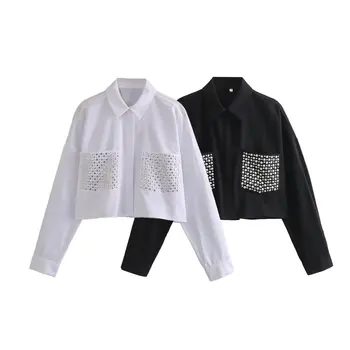 ICCLEK ТРАФИКА 2024 Дамски Дизайнерски Къс Бельо риза Фини Елегантни Блузи на Официалния Магазин за Дрехи В Корейски стил