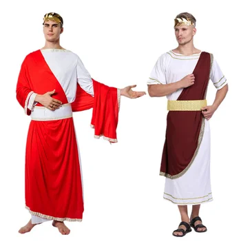 Луксозна възрастен Древногръцки Римска тога Хелоуин Мъжки cosplay костюм Цезар Карнавал Великден Пурим на Карнавалните костюми