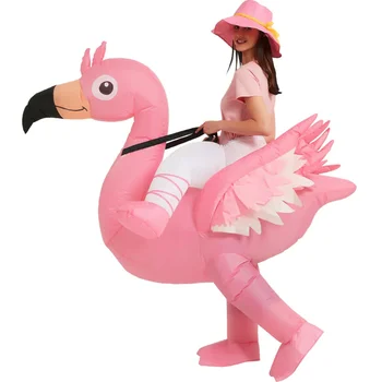 Надуваем костюм Фламинго за езда на надуваеми костюми Flamingo, забавен карнавалните костюми, за парти на Хелоуин и за възрастни