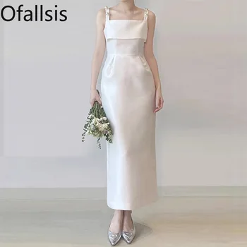 Ofallsis Лесно Сватбена рокля в Ретро стил във френски стил 2023, Нови Летни рокли от Приказния Сатен, Които свидетелстват за ангажимент