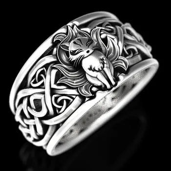 За жени, момичета, мъже-Викингите, Модерен пръстен, Реколта Пръстени с Девятихвостой лисици ръка, Бижута