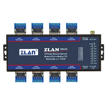 ZLAN5843A 8 порта RS232 RS485 към Ethernet TCP/IP Modbus Промишлен сървър с няколко последователни мрежи Ethernet