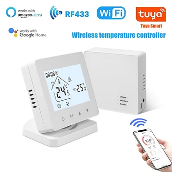 Умен WIFI термостат Hristo за отопление на котел на газ Радиочестотни регулатор на температурата дома Програмируем термостат Google Алекса Alice