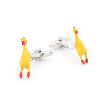 Мъжки ръкавели с показно пиле, качествен месинг материал, играчки жълт цвят, копчета за ръкавели с пиле на Едро и в търговията на дребно 