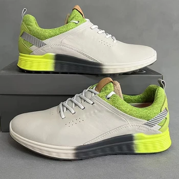 Мъжки обувки за голф от естествена кожа, марка \ Удобни кожени спортни маратонки за голф, за мъже