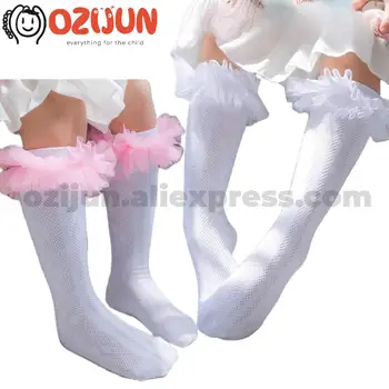 10 Двойки За деца от 0-10 години, за момичета, Големи сатенени дантелени чорапи до глезена с волани, Танцови дантелени чорапи за фестивала