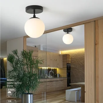 Скандинавски минимализъм Модерен през Цялата Стъклена топка Тавана лампа, Окачена лампа в коридора Тела в хола Висящи лампи