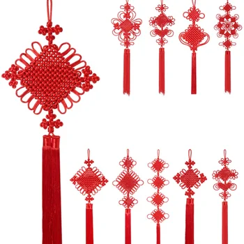 Висящ елемент под формата на китайския възел, червено украса, Китайски празник, възел на света, концентрични възел, украса на housewarming