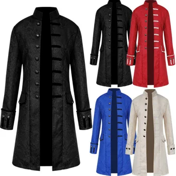 Мъжки средновековна яке в стил steampunk, костюм за cosplay, Вельветовое палто с бродерия, Джентльменские блейзери, зимно яке, готически костюми за Хелоуин