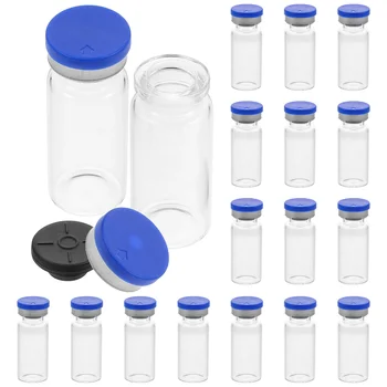 Мини Стъклени Флакони за вода, 20 опаковки по 10 мл, Прозрачни Капачки за пробников с плоско дъно Лабораторен химичен флакон за проби Прозрачен