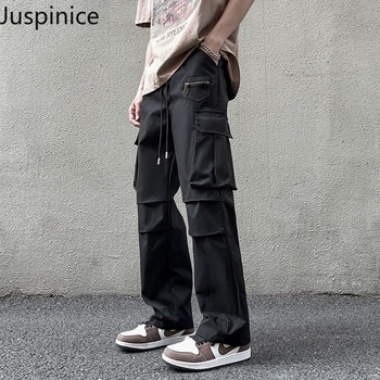 Американски улични Функционални панталони за инструменти с множество джобове, мъжки улични Свободни Ежедневни панталони с прав штанинами, мъжки дрехи