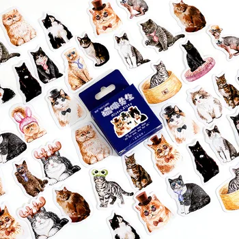46 бр. /кор. Колекция от котки, красиви етикети в кавайном стил, планер, канцеларски scrapbooking, японски етикети за дневник