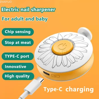 Нова Детска Електрическа Машинка за нокти, USB зареждане, Детски Машина за грижа за ноктите, Маникюрная Машина за рязане ма възрастни, Ножици с 6 Сменяеми подложки