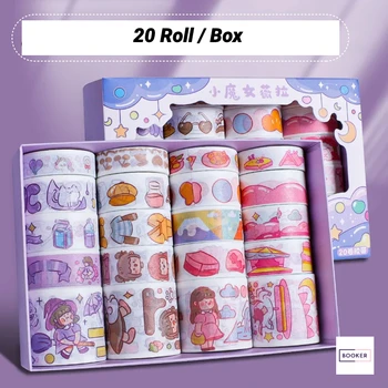 20 ролки/ кутия анимационен сладка лента Васи, набор от тиксо Kawaii за рязане на книги, комплект ученически пособия за децата