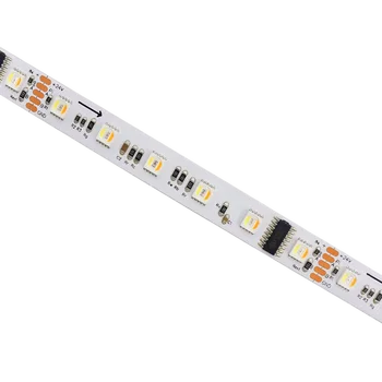 led лента 5 м DC24V стандарт DMX512 (UCS512G6 IC) RGBWW 5 в 1; 60 светодиода / m, бяла печатна платка; IP30/IP65/IP67