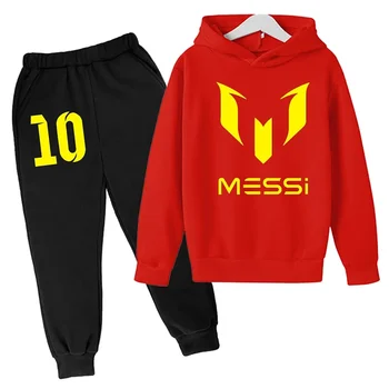 Детска футболна hoody с качулка, размер на Меси 10, младежта майк, детска hoody с качулка и панталони, на мода 2023 г., 2 бр.