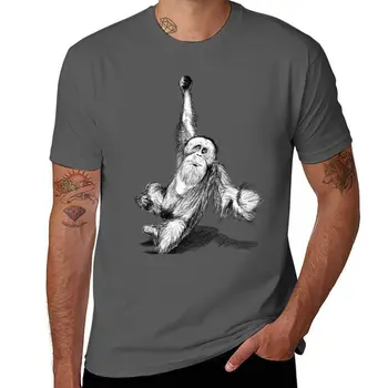 Тениска с изображение на новия борнейского орангутан, застрашените видове, тениска с изображение на животни за момчета, тениски големи размери, тениски за мъже