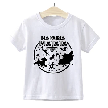 Тениска HAKUNA MATATA, Костюм Kawai, Cartoony Цар Лъв, Тениска Симба, Лятна тениска за момчета, Забавни Детски топ в стил Харадзюку За Момичета