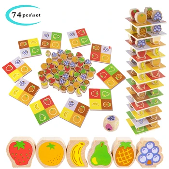 Детски Цветни играчки с плодов баланс, строителни блокчета, дървени образователни игри Монтесори за познаването на плодове, игра за детски партита