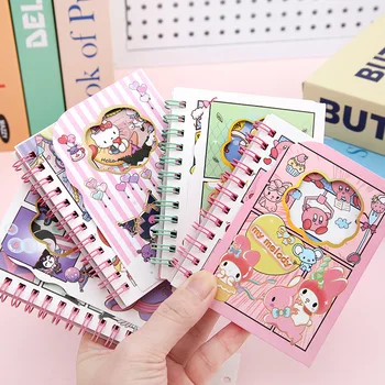 Cartoony Sanrio Hello Kitty My Melody A7 Книжка с панти капак с велкро сладки сърце за момичета, Мини-бележник, Учебен дневник за студенти, Преносима книга