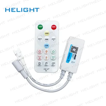 Led контролер SP647E dual color temperature illusion color LED controller управлява с помощта на дистанционно управление на 2.4 G или мобилно приложение Bluetooth