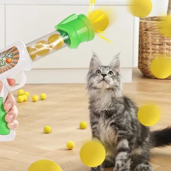 Играчки за котки с 4 бр. меки топки Air Aerodynam Интерактивни забавни играчки за кучета и котки, играта на хвърляне на еластични топки, играчки за котки, стоки за домашни любимци