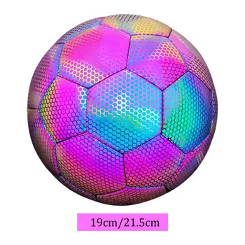 Футболна топка, Отразяваща Холографски Нажежен Футболна Топка от Изкуствена Кожа за Юноши, Момичета, Момчета, Деца и Възрастни, Спорт На Открито