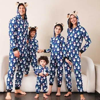 Коледна пижама за семейството, подходящи един за друг, прекрасната мека пижама с дълги ръкави, весели Коледни пижами за семейство от 5 души