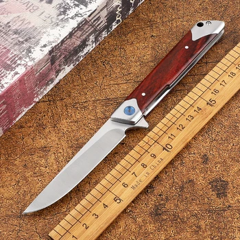 Нов сгъваем нож с острие 8Cr13MoV, червен киселите клон, дървена дръжка, топка, ловен инструмент за тактическа защита, EDC, инструмент за къмпинг, нож за къмпинг