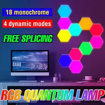 RGB Quantum Лампа, led, с монтиран на стената лампа, Шестоъгълен USB-ярка неонова реклама, лека нощ, Креативна панел 