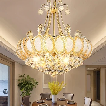 Луксозни Кристални Полилеи, Led лампа за дневна, спалня, коридор, кухня, Модерен таванна полилей, осветление блясък cristal
