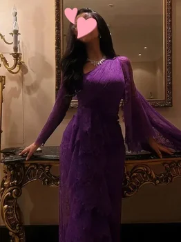 Саудитска Арабия Каскадни набори Тюлевый разрез отпред Секси рокли за бала на Русалка-Дълга вечерна рокля Сладък Булката Вечерни рокли